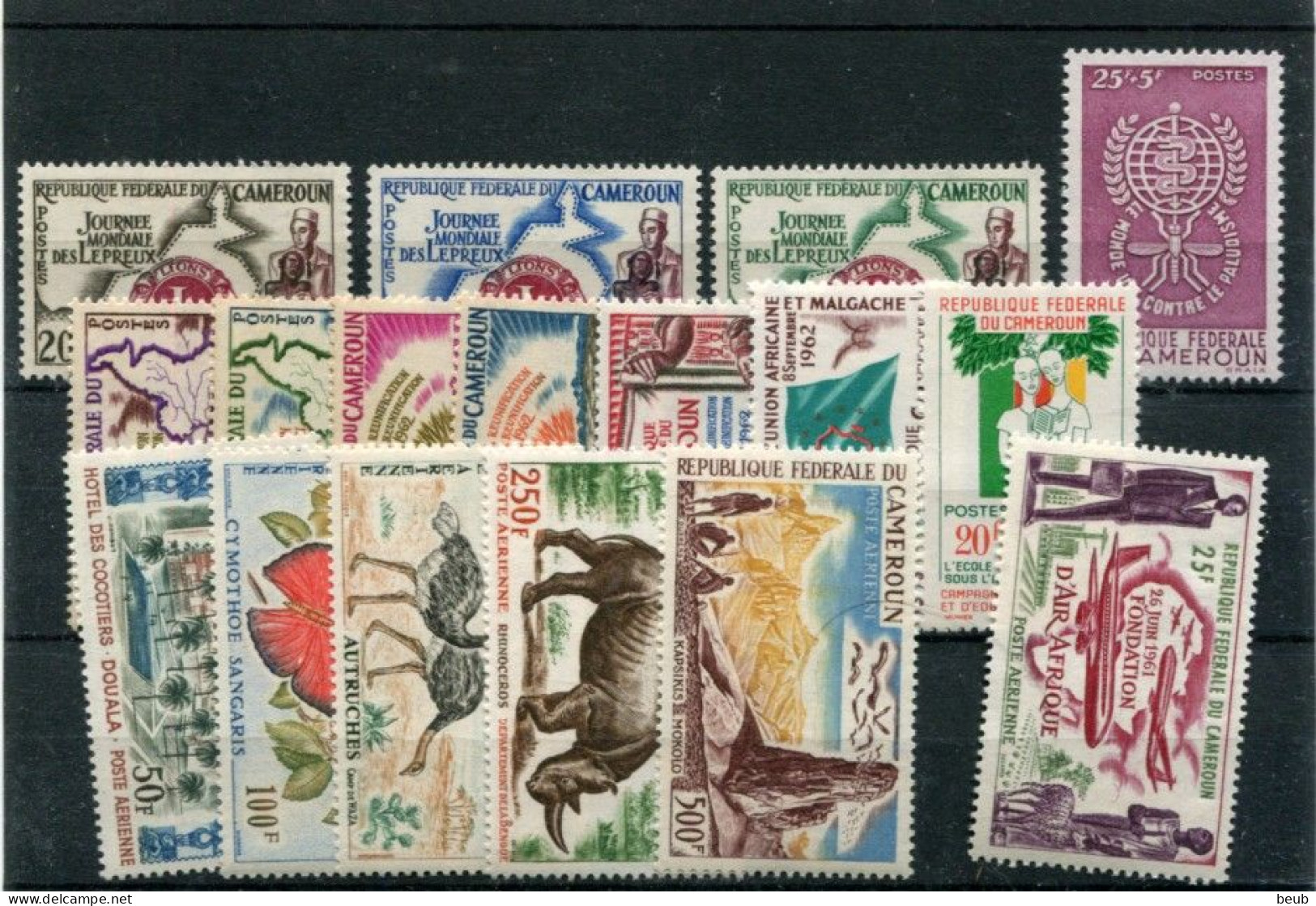 V - CAMEROUN : Année 1962 : N° 335 à 338 Et 354 à 360 + PA 52 à 56. 17 Timbres Tous NSC ** - Kameroen (1960-...)