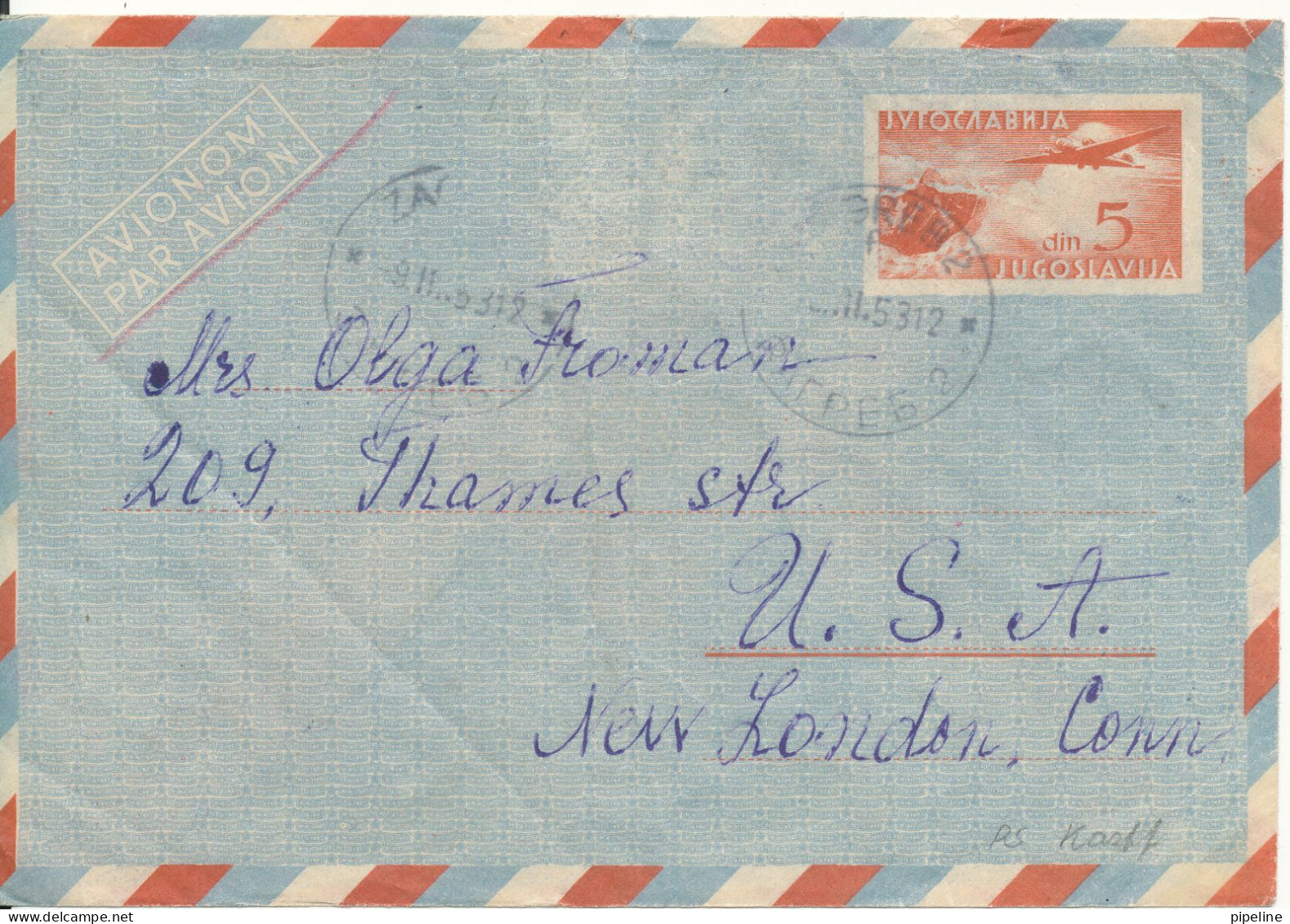 Yugoslavia Postal Stationery Cover Sent To USA Zagreb 9-11-1953 - Postal Stationery