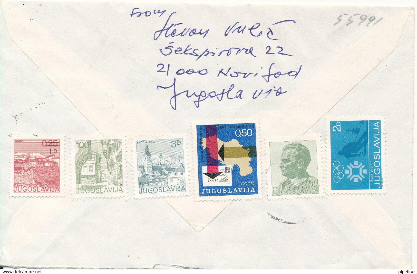 Yugoslavia Cover Sent To Denmark Novisad 8-5-1989 With A Lot Of Stamps On Front And Backside Sent To Denmark - Covers & Documents