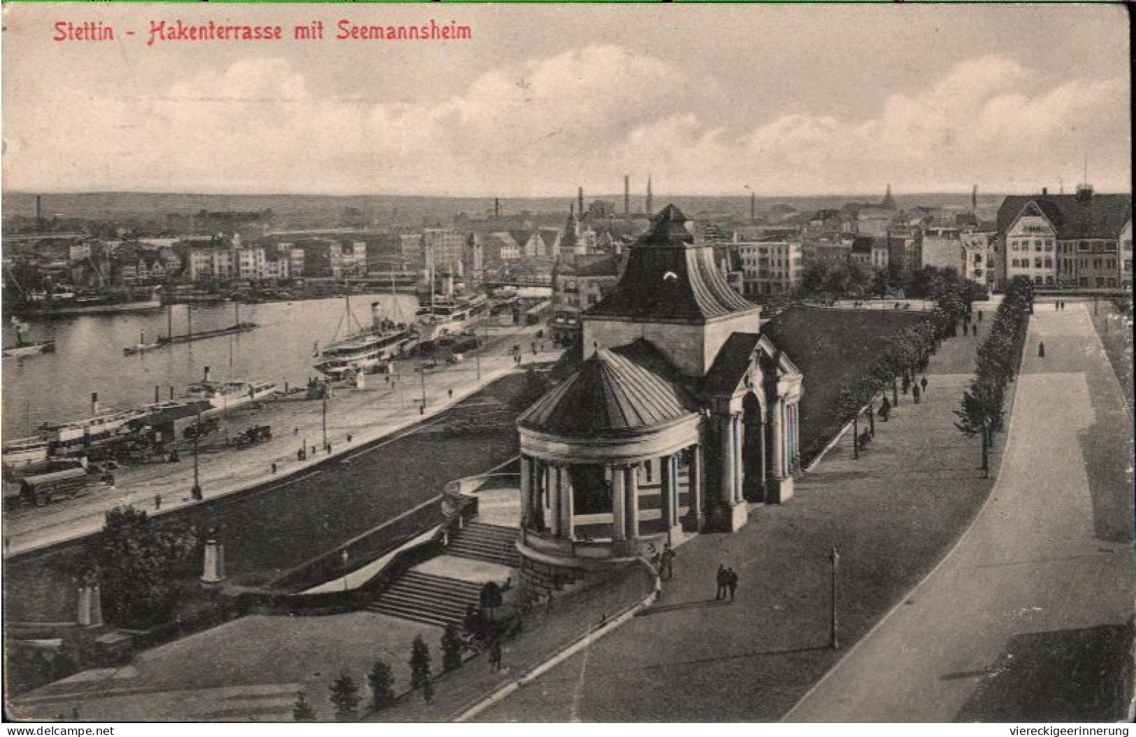 ! Alte Ansichtskarte Aus Stettin, Hakenterasse Mit Seemannsheim - Pommern