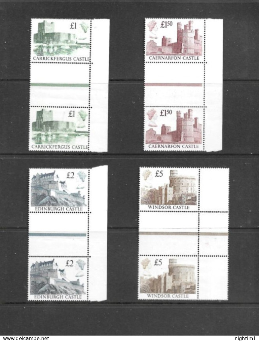 GREAT BRITAIN COLLECTION. CASTLE DEFINITIVES TO £5. UNMOUNTED MINT. GUTTER PAIRS. - Neufs
