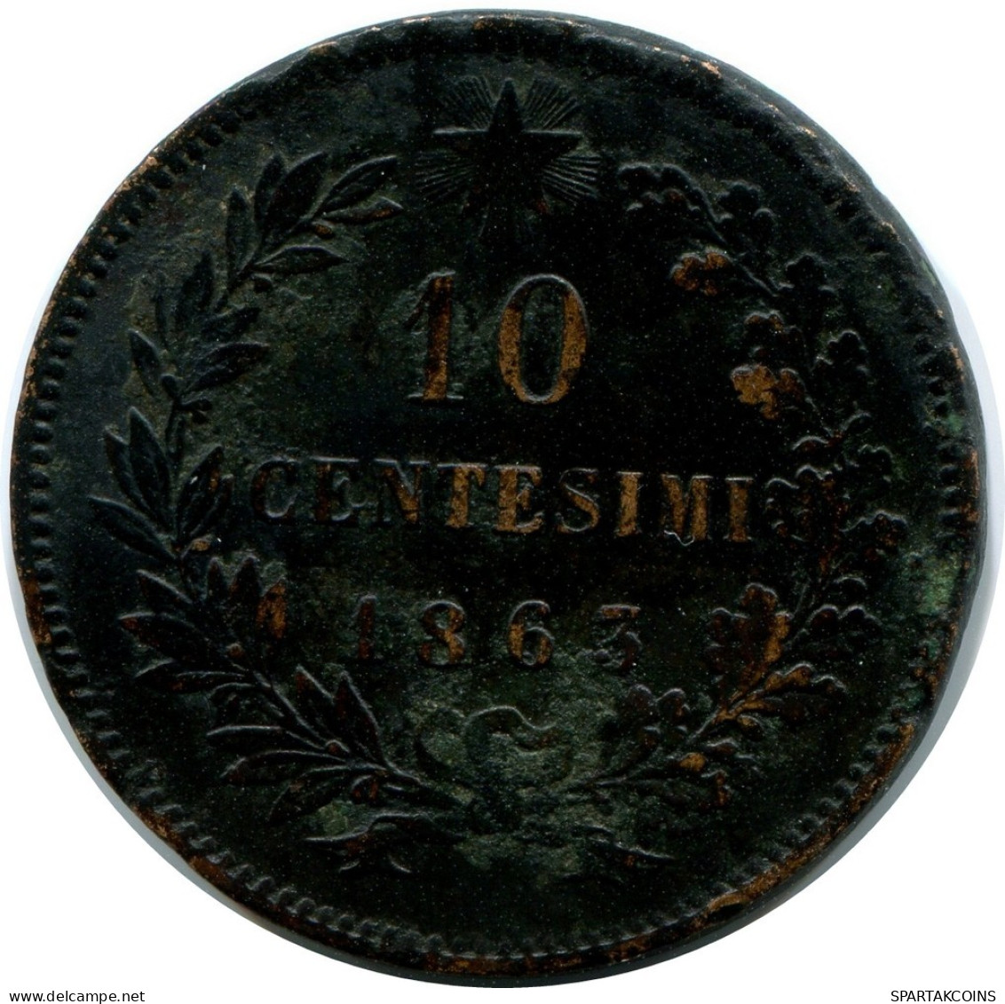 10 CENTESIMI 1863 ITALIA ITALY Moneda Vittorio Emanuele II #AX922.E.A - 1861-1878 : Victor Emmanuel II.