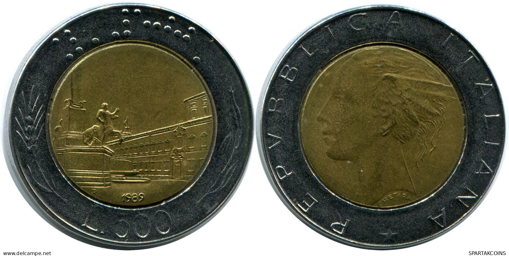 500 LIRE 1989 ITALIA ITALY Moneda BIMETALLIC #AZ497.E.A - 500 Liras