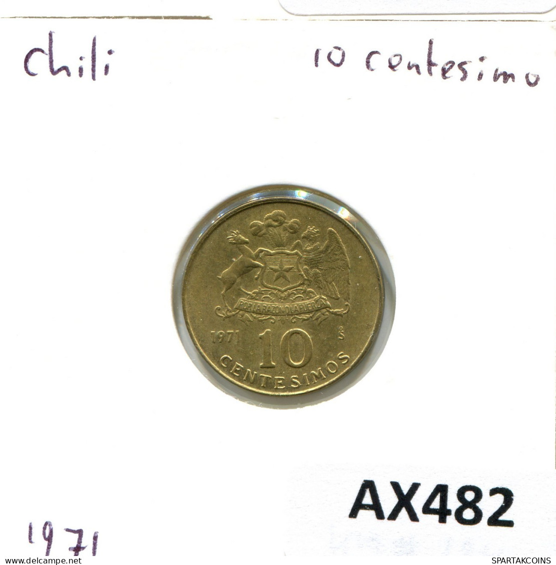 10 CENTESIMOS 1971 CHILE Coin #AX482.U.A - Chili