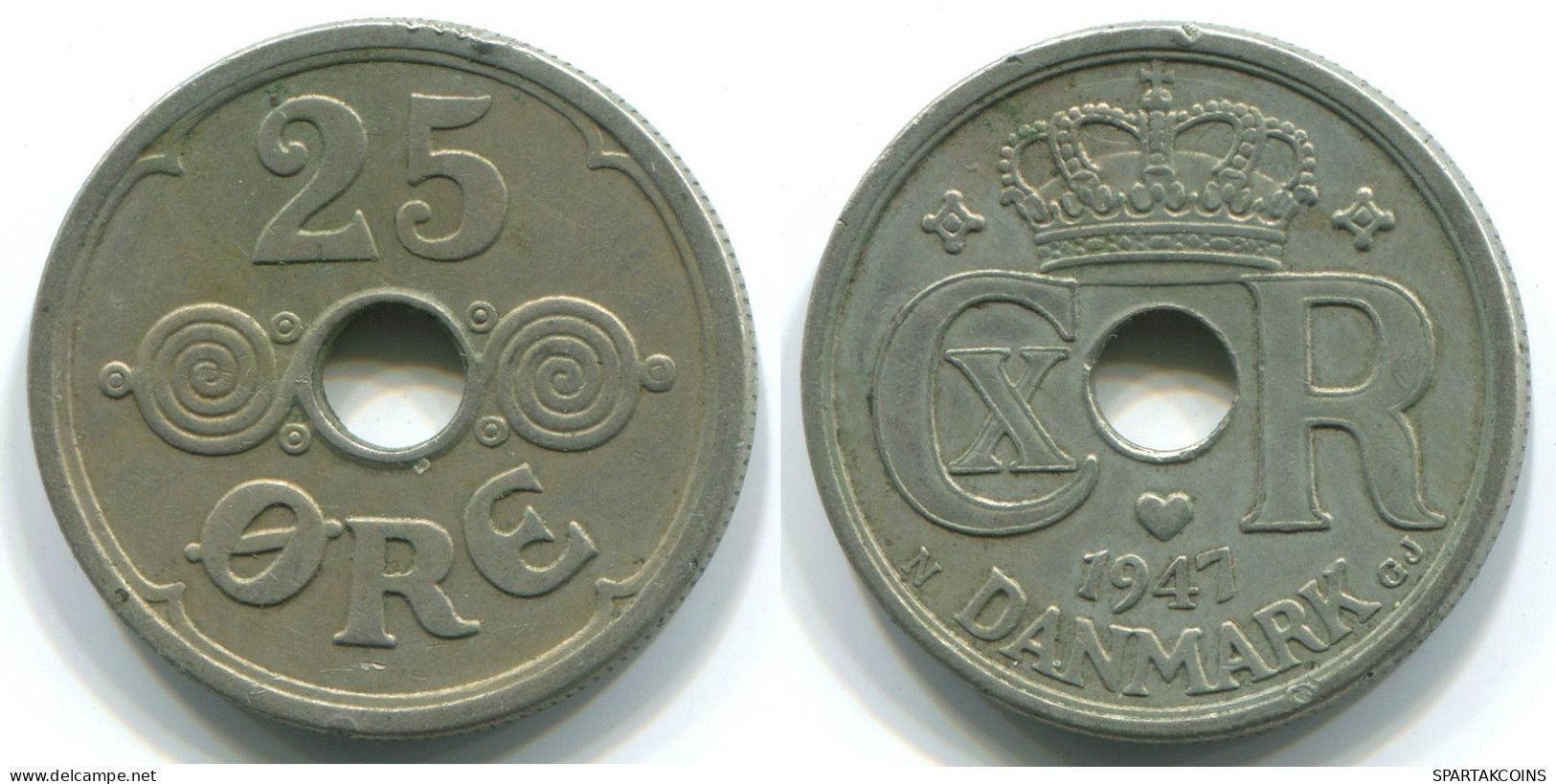 25 ORE 1947 DANEMARK DENMARK Pièce #WW1007.F.A - Dinamarca
