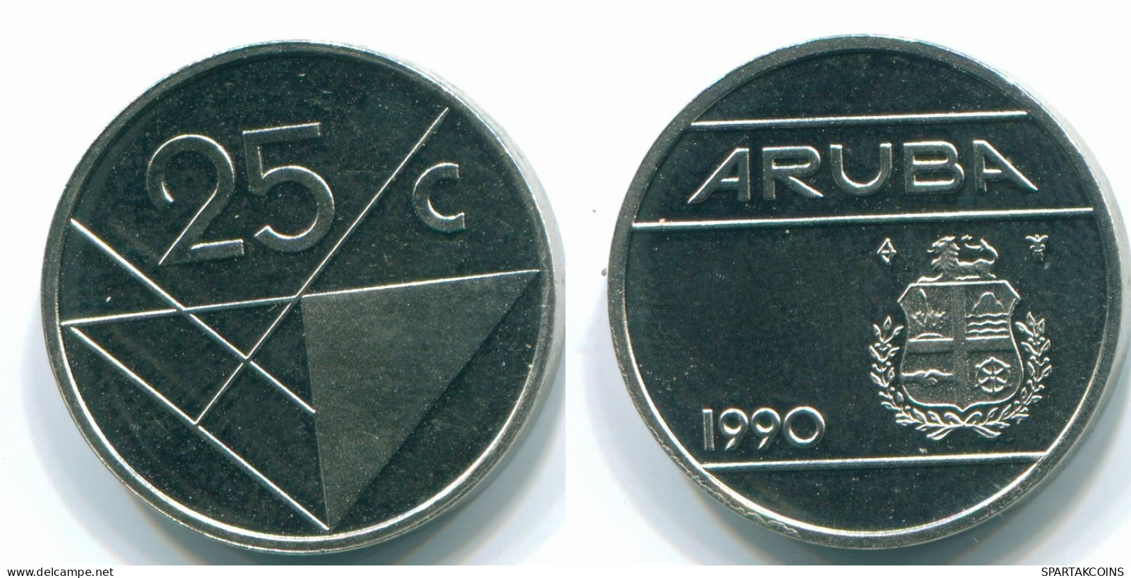 25 CENTS 1990 ARUBA (NIEDERLANDE NETHERLANDS) Nickel Koloniale Münze #S13637.D.A - Aruba