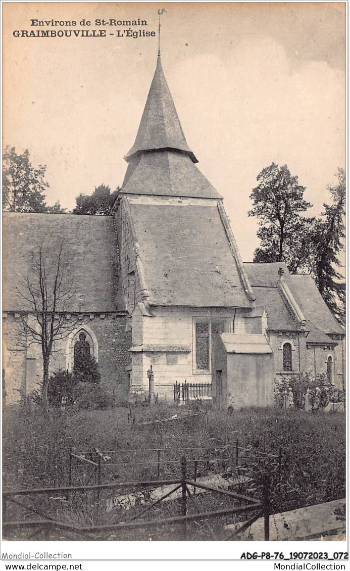 ADGP8-76-0676 - Environs De ST-ROMAIN - GRAIMBOUVILLE - L'église  - Saint Romain De Colbosc