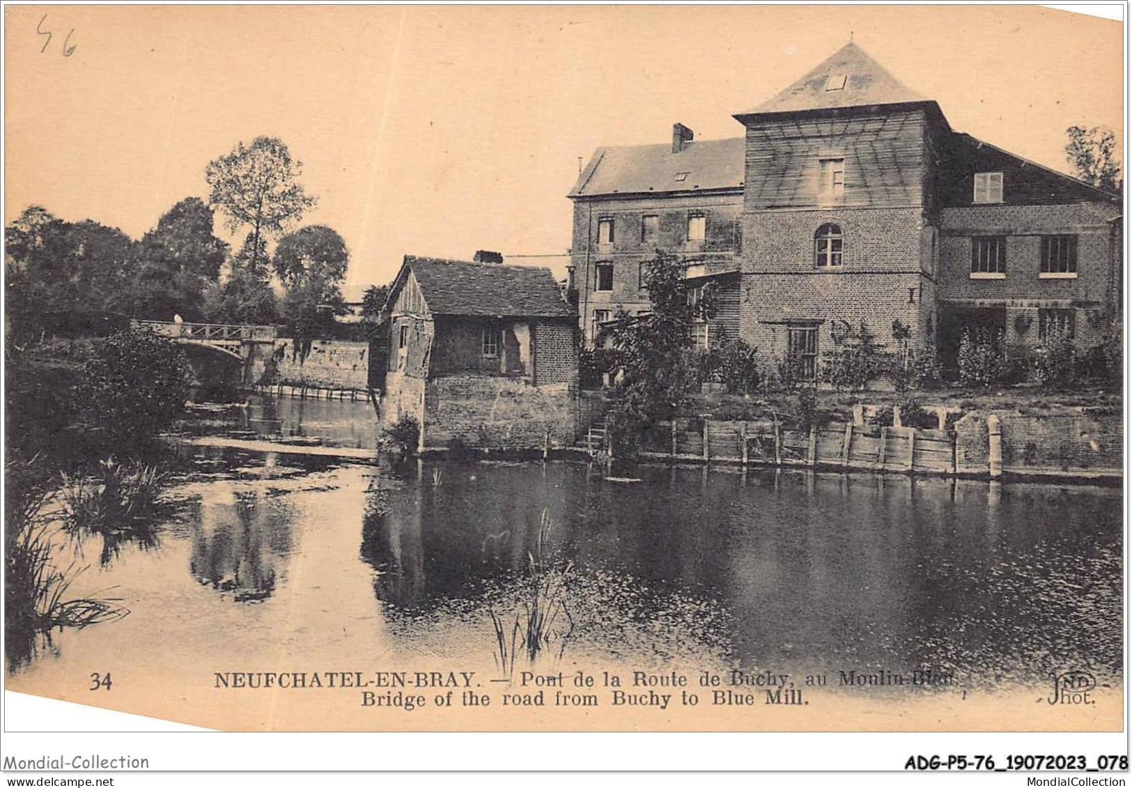 ADGP5-76-0334 - NEUFCHATEL-EN-BRAY - Pont De La Route De Buchy - Au Moulin Bleu  - Neufchâtel En Bray