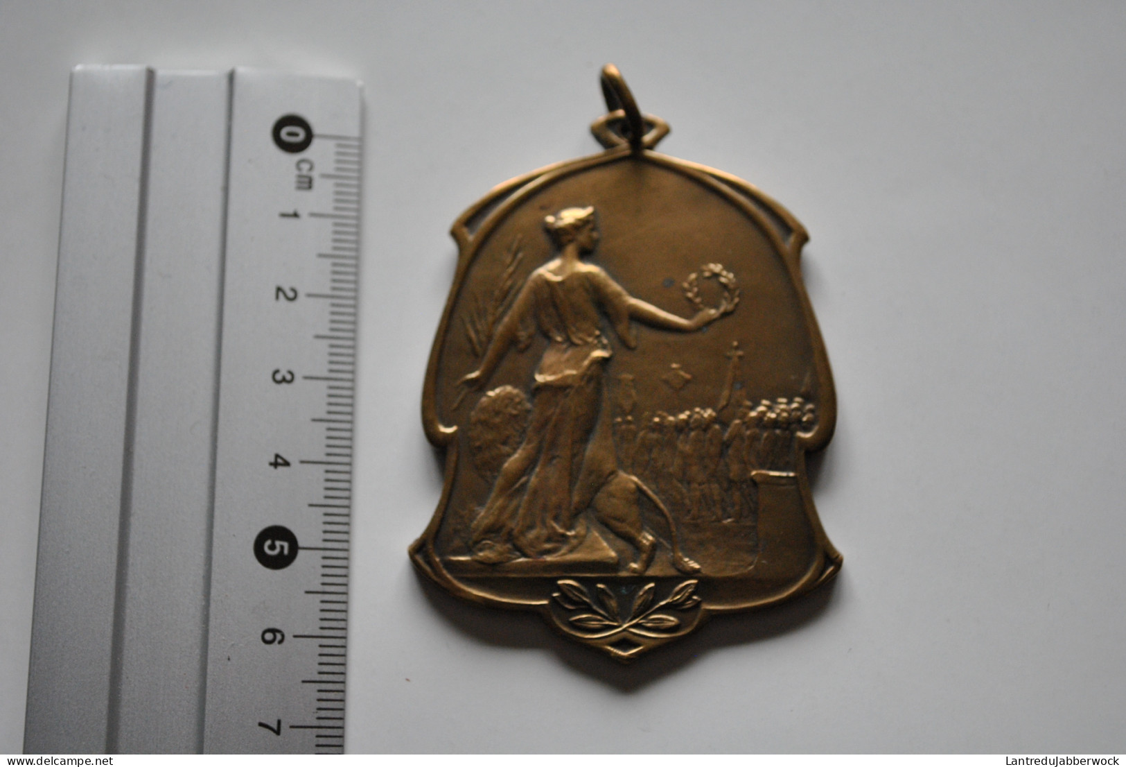 Médaille En Bronze Cercle Léopold II Attractions Concours D'étalage 1925 Molenbeek Saint Jean St Allégorie Ar Nouveau - Jetons De Communes