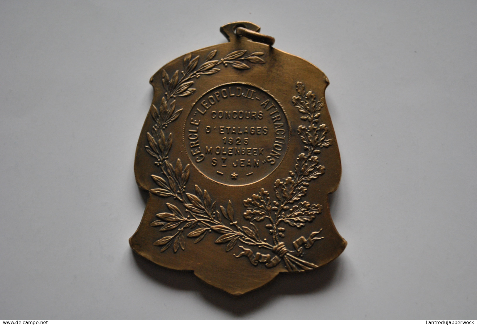 Médaille En Bronze Cercle Léopold II Attractions Concours D'étalage 1925 Molenbeek Saint Jean St Allégorie Ar Nouveau - Gemeentepenningen