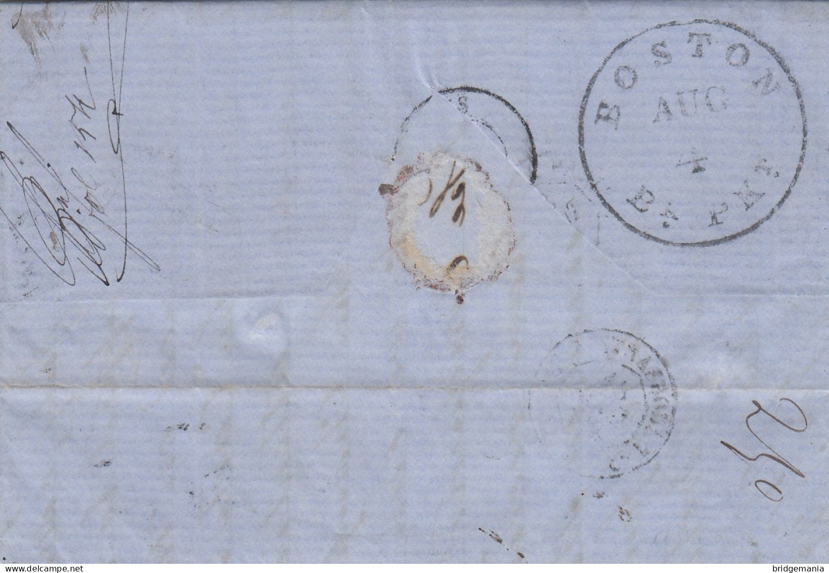 MTM081 - 1857 TRANSATLANTIC LETTER USA TO FRANCE Steamer ASIA - UNPAID 2 RATE - Storia Postale