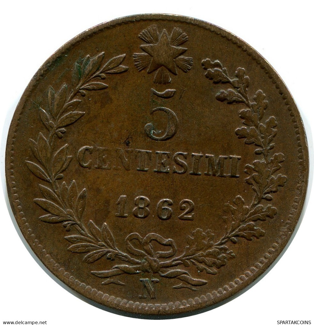 5 CENTESIMI 1862 N ITALIEN ITALY Münze Vittorio Emanuele II #AZ861.D.A - 1861-1878 : Victor Emmanuel II.