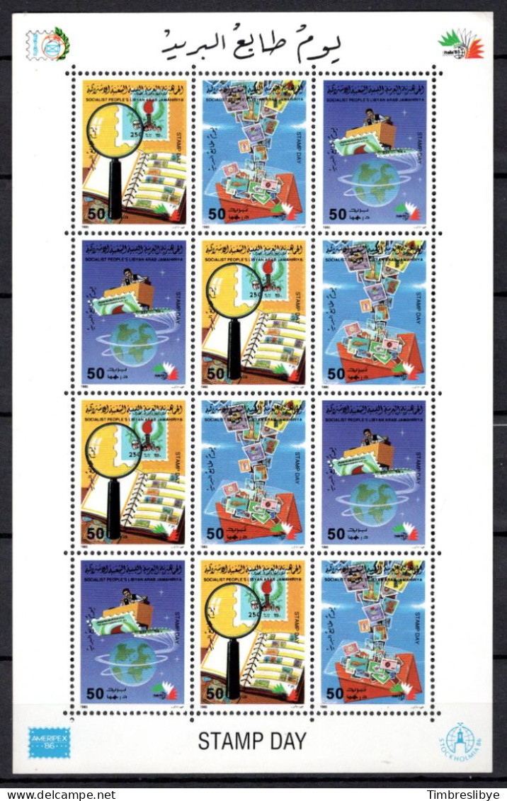 LIBYA 24.10.1985; Journée Du Timbres, Michel-N° 1615 - 1617; Minifeuillet; MNH, Neuf ** - Libië