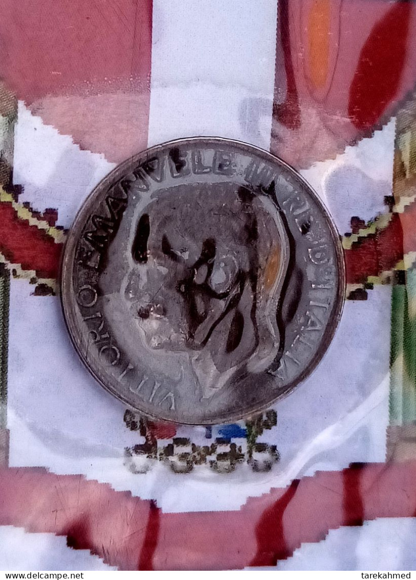 Numismatic Card Of The Italian Empire , Shield With A Coin Of Emanuele II E. - Otros & Sin Clasificación