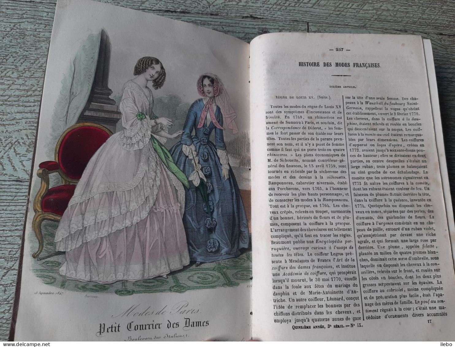 journal des demoiselles 1847 12 gravures de mode romans