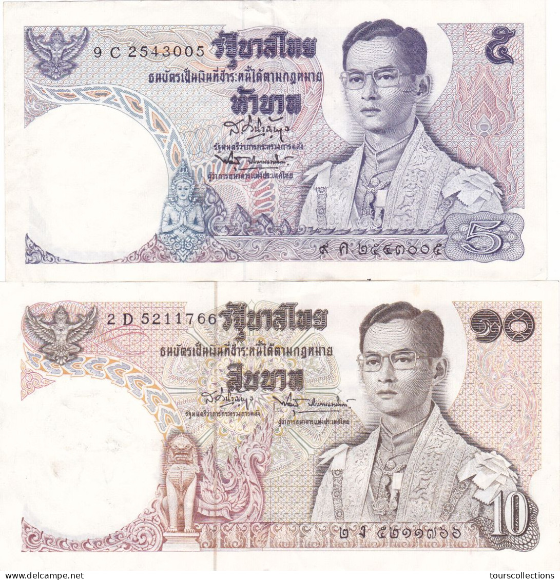 THAILANDE - 5 Et 10 BAHT Lot De 2 Billets, Thaïlande, Undated (1969) Very Fine KING RAMA IX Signature 42 - PICK 82 Et 83 - Thailand