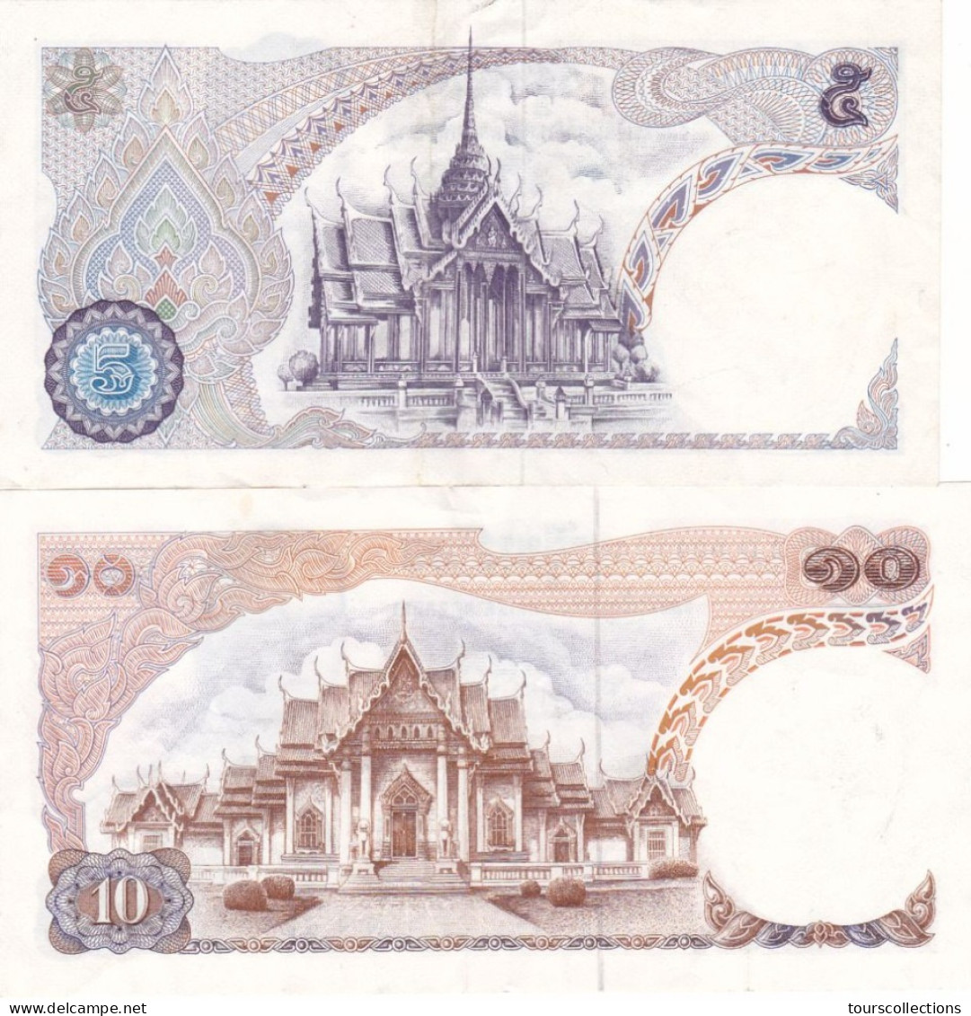 THAILANDE - 5 Et 10 BAHT Lot De 2 Billets, Thaïlande, Undated (1969) Very Fine KING RAMA IX Signature 42 - PICK 82 Et 83 - Thaïlande