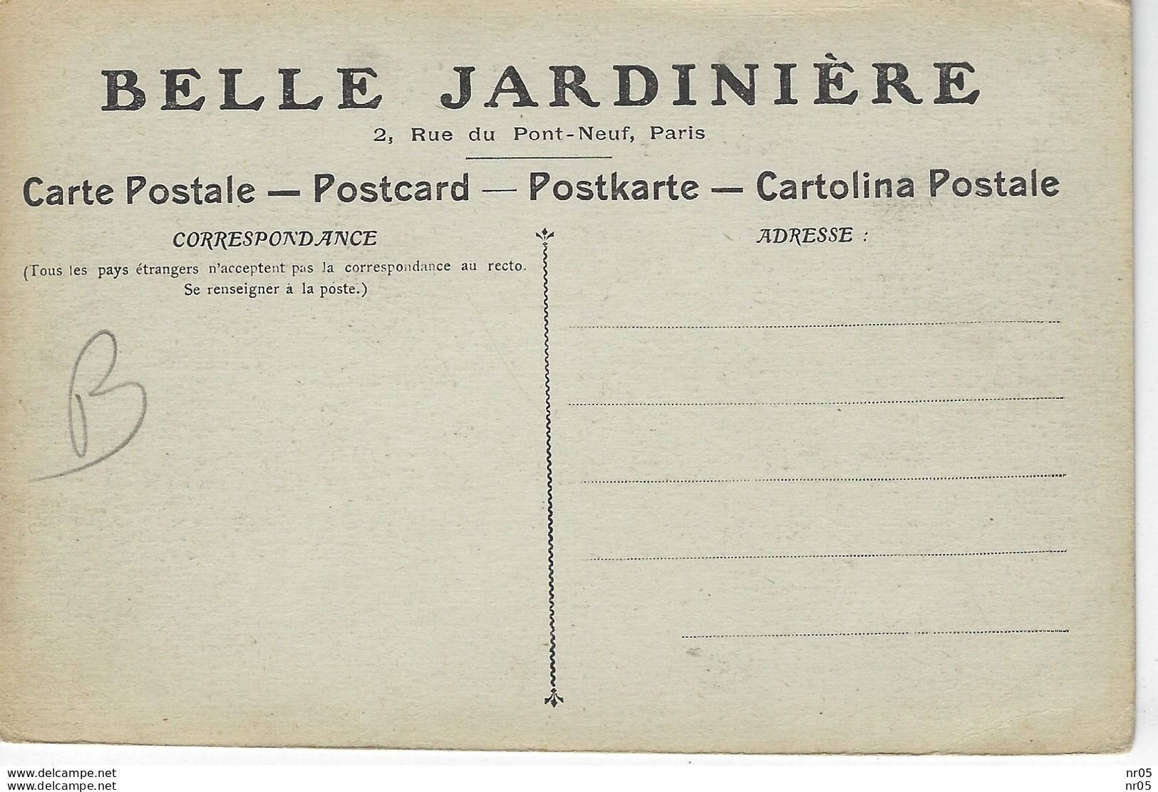 75 PARIS - BELLE JARDINIERE - 2 , Rue Du Pont Neuf - Vue De La Maison Principale ( Carte Publicitaire ) - Arrondissement: 01