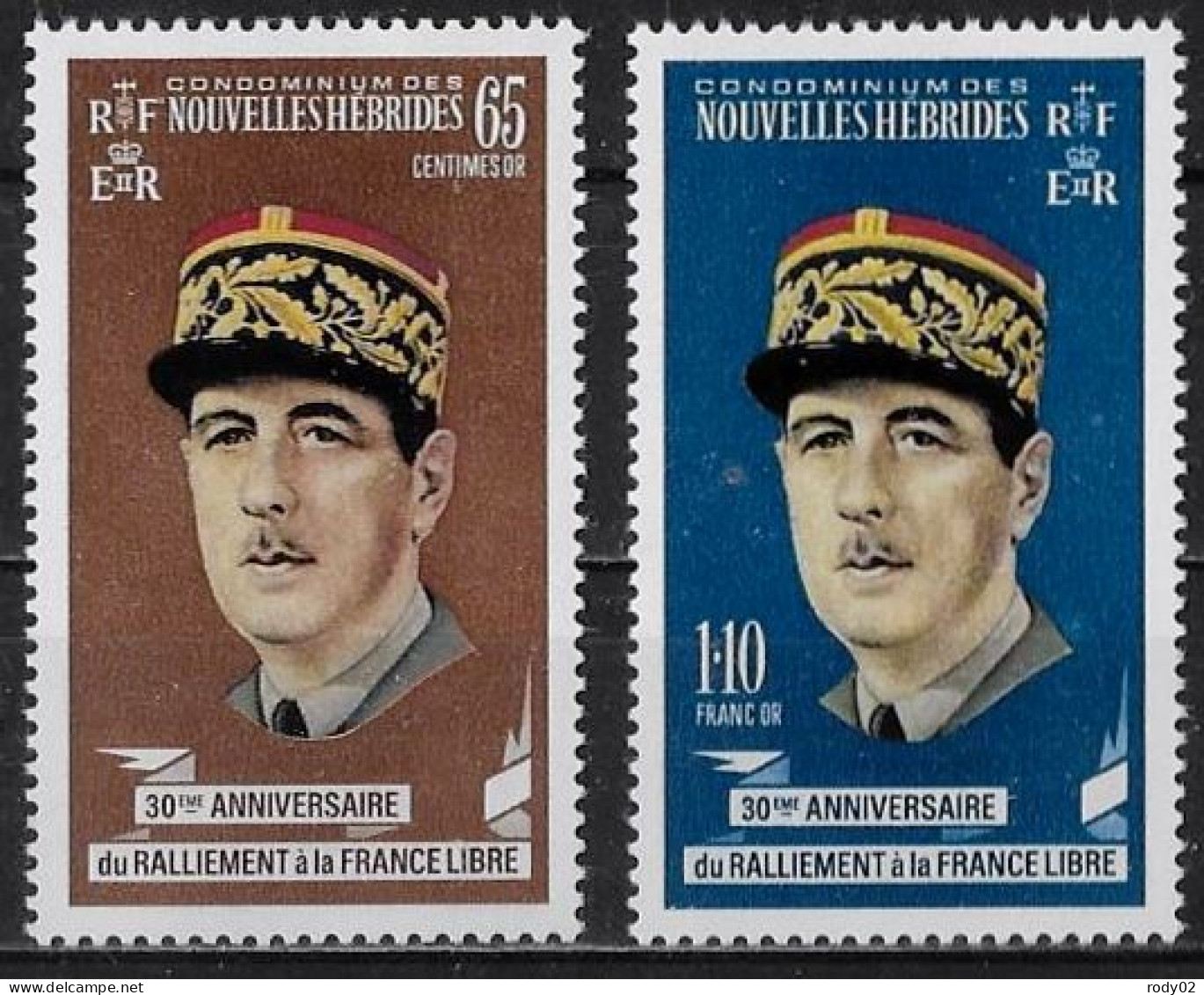 NOUVELLES-HEBRIDES - GENERAL DE GAULLE - N° 294 ET 295 - NEUF** MNH - De Gaulle (General)