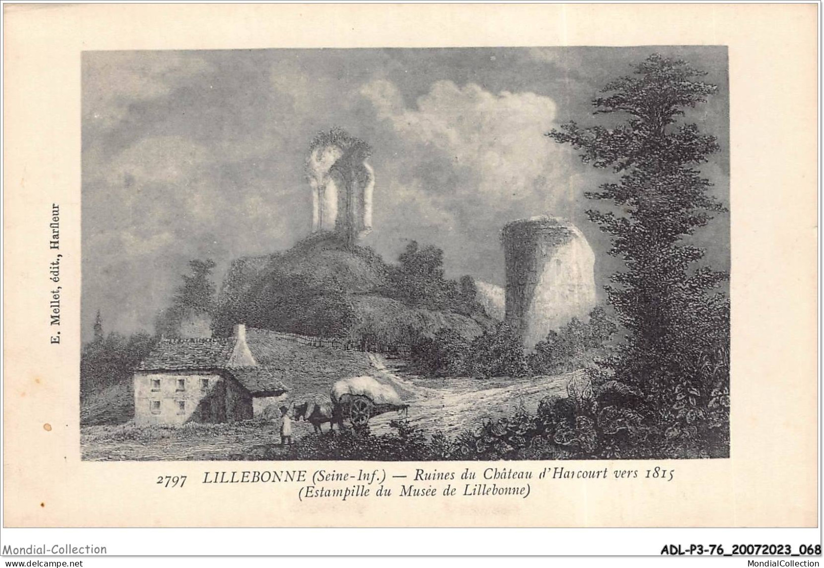 ADLP3-76-0227 - LILLEBONNE - Ruines Du Château D'harcourt Vers 1815  - Lillebonne