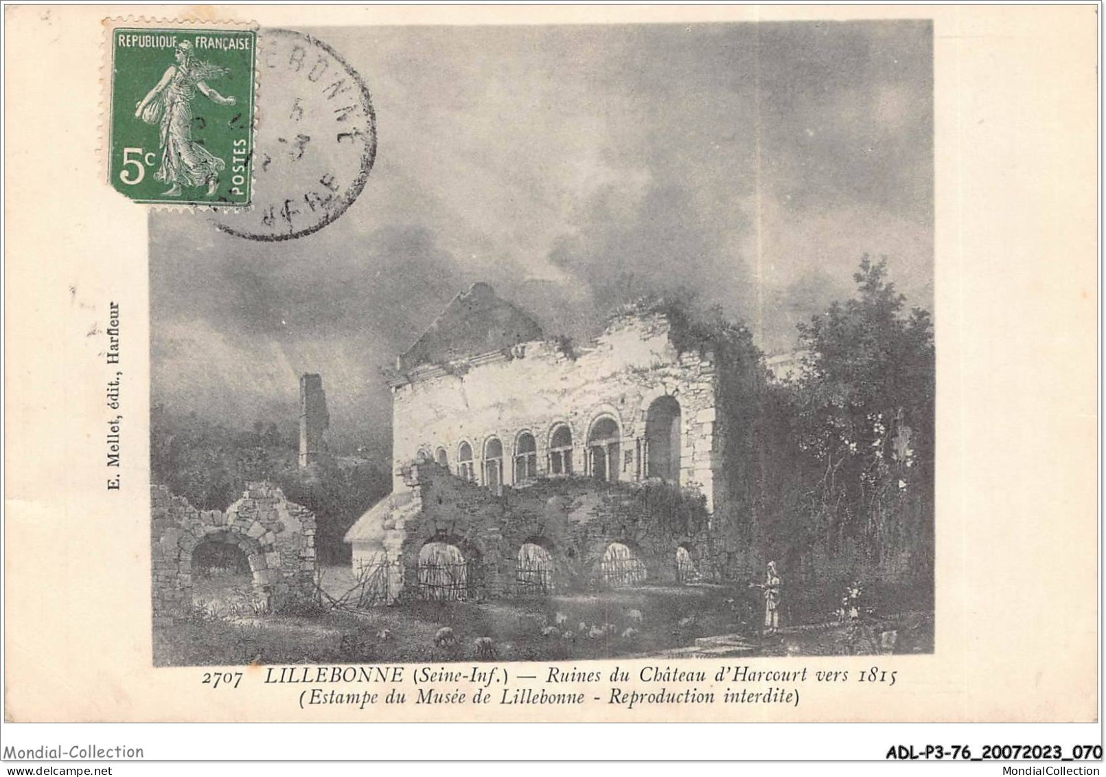 ADLP3-76-0228 - LILLEBONNE - Ruines Du Château D'harcourt Vers 1815  - Lillebonne