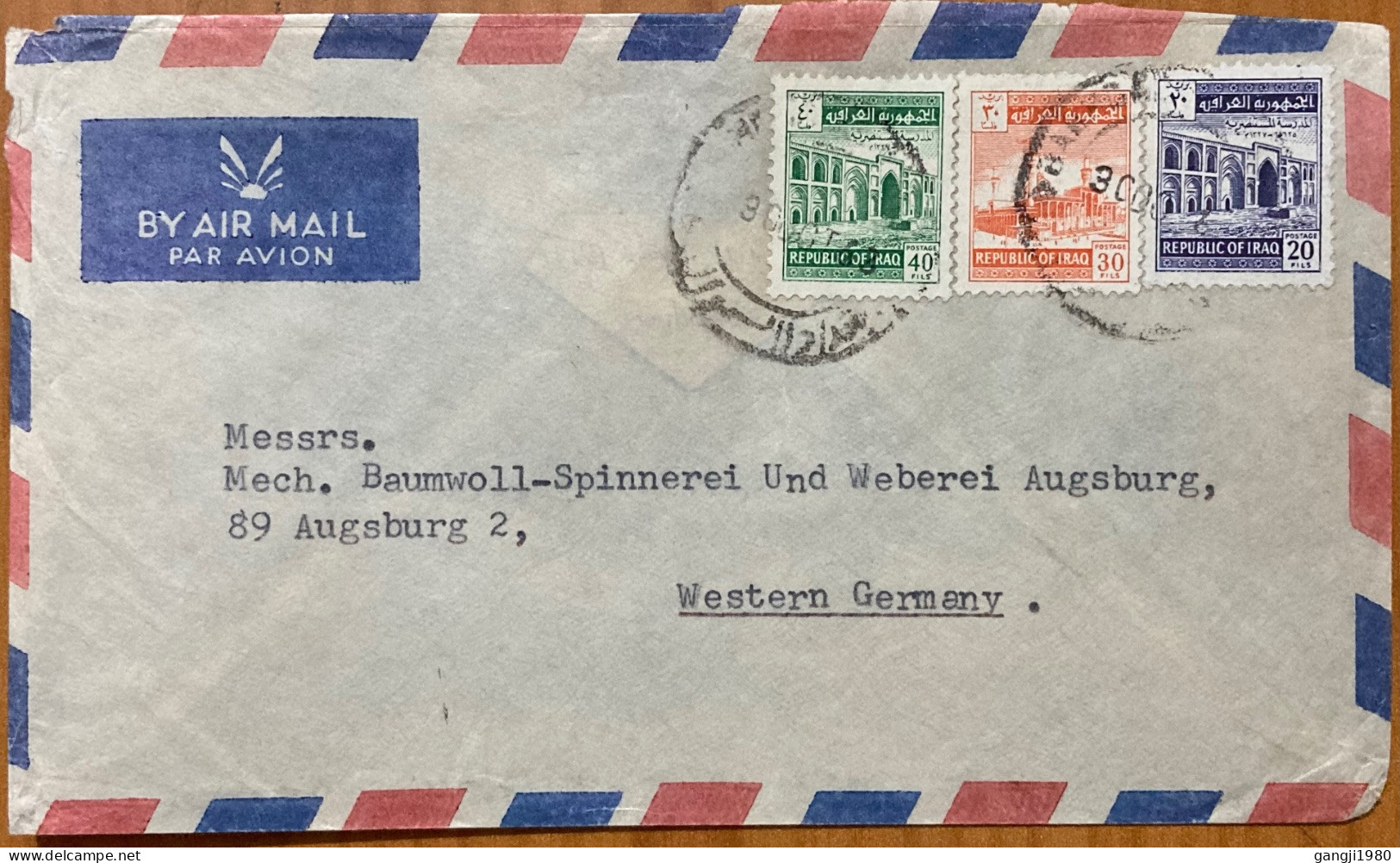 IRAQ 1963, CENSOR COVER, USED TO GERMANY, ADVERTISING EMILE MEGARBANE & CO, SCHOOL, MOSQUE & MINARETS, BAGHDAD  CITY CAN - Iraq