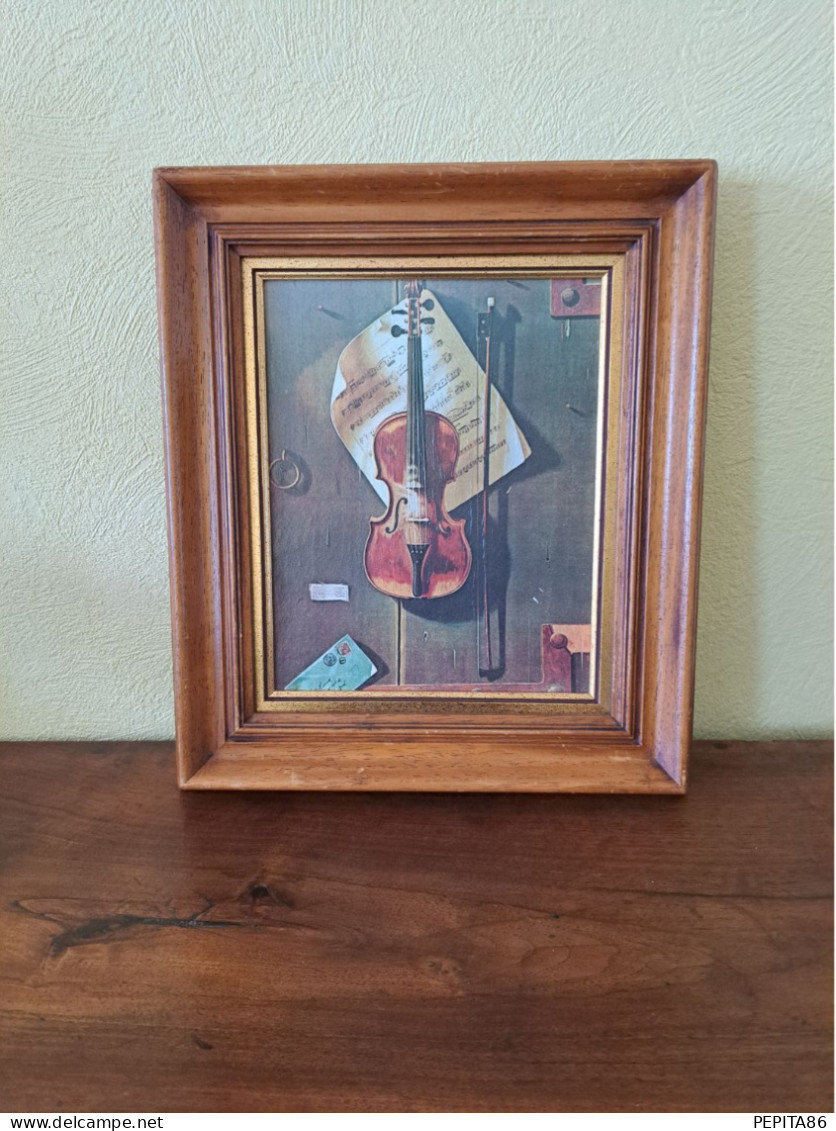 Peinture à L'huile Sur Toile Encadrée : "Violon Stradivarius" - Oelbilder