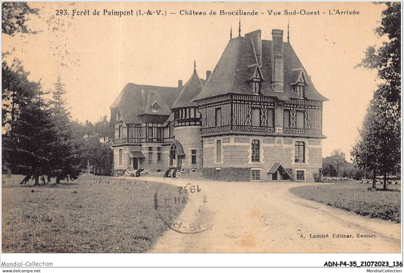 ADNP4-35-0328 - Fôret De Paimpont - Château De Brocéliande - Vue Sud-ouest - L'arrivée  - Paimpont