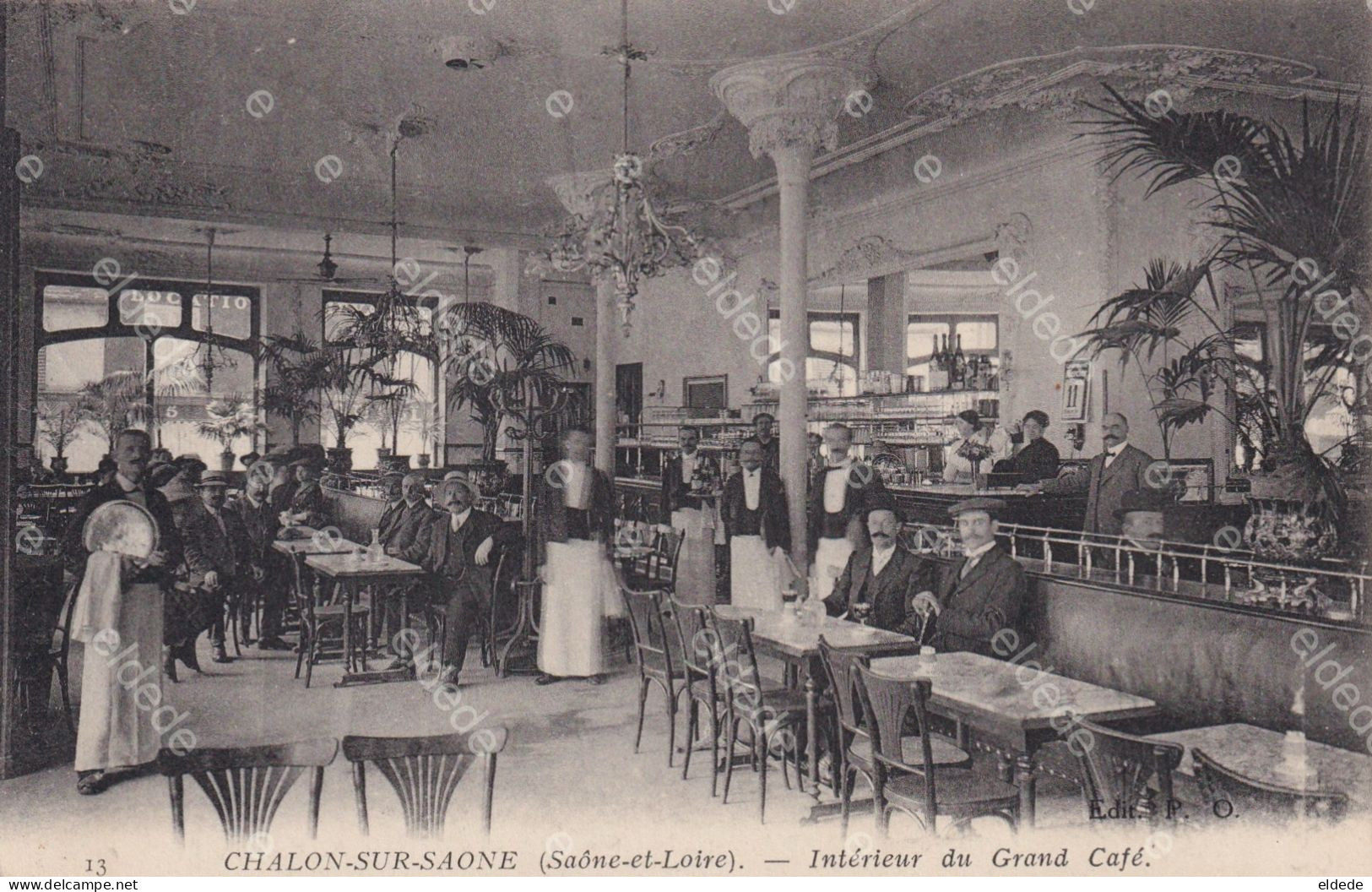 Intérieur Du Grand Café à Chalon Sur Saone Cachet Militaire Guerre 1915 Vers Watier Hopital De Cannes - Caffé