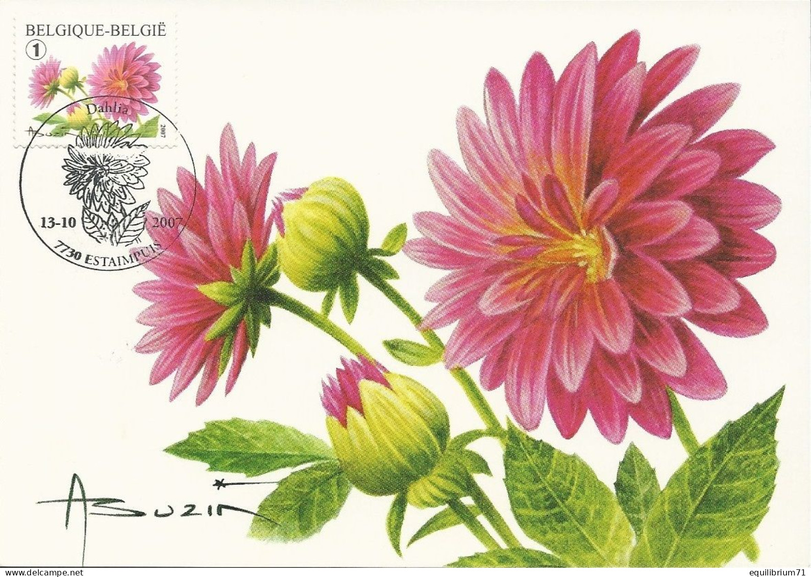 CM/MK° - Fleurs / Bloemen / Blumen - Dahlia / Dahlie - Estaimpuis - 13-10-2007 - BUZIN - 1985-.. Birds (Buzin)