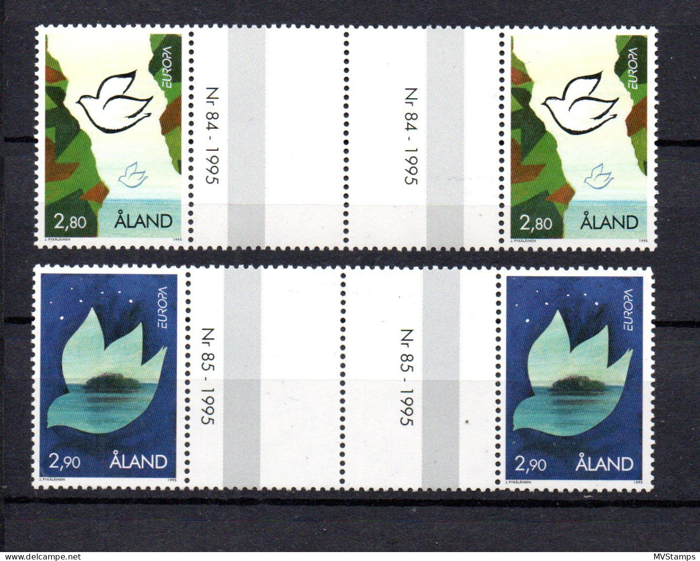 Aland 1995 Set CEPT/Europe Peace Stamps (Michel 100/101 ZS) MNH - Aland