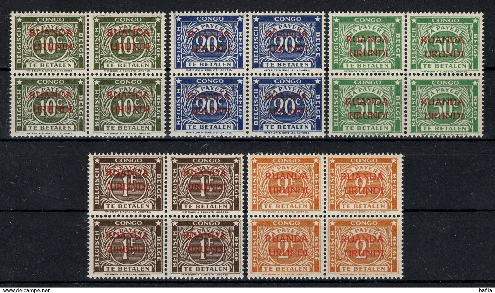 RUANDA-URUNDI: COB TX 15b/19b Blok Van 4 POSTFRIS ** MNH. - Unused Stamps