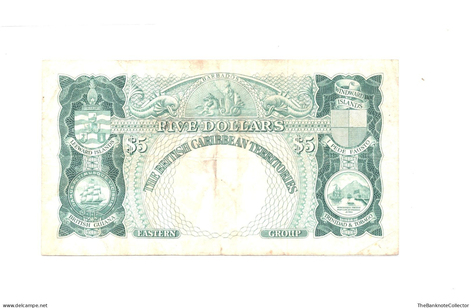 British Caribbean Territories 5 Dollars 1955 QEII P-9 Scarce Very Fine - Ostkaribik