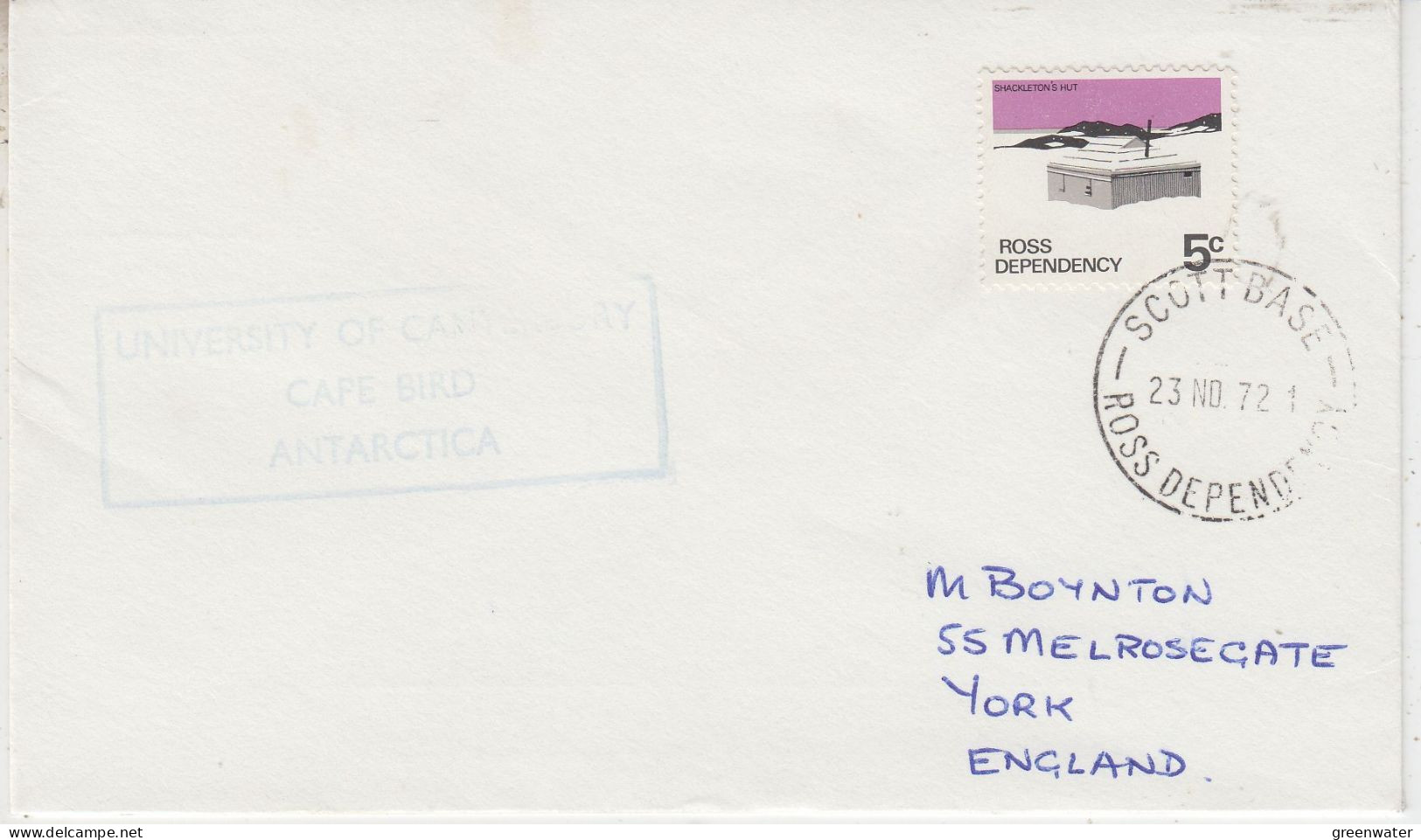 Ross Dependency  University Of Canterbury Cape Bird Ca Scott Base 23 NOV 1972 (SO154) - Storia Postale