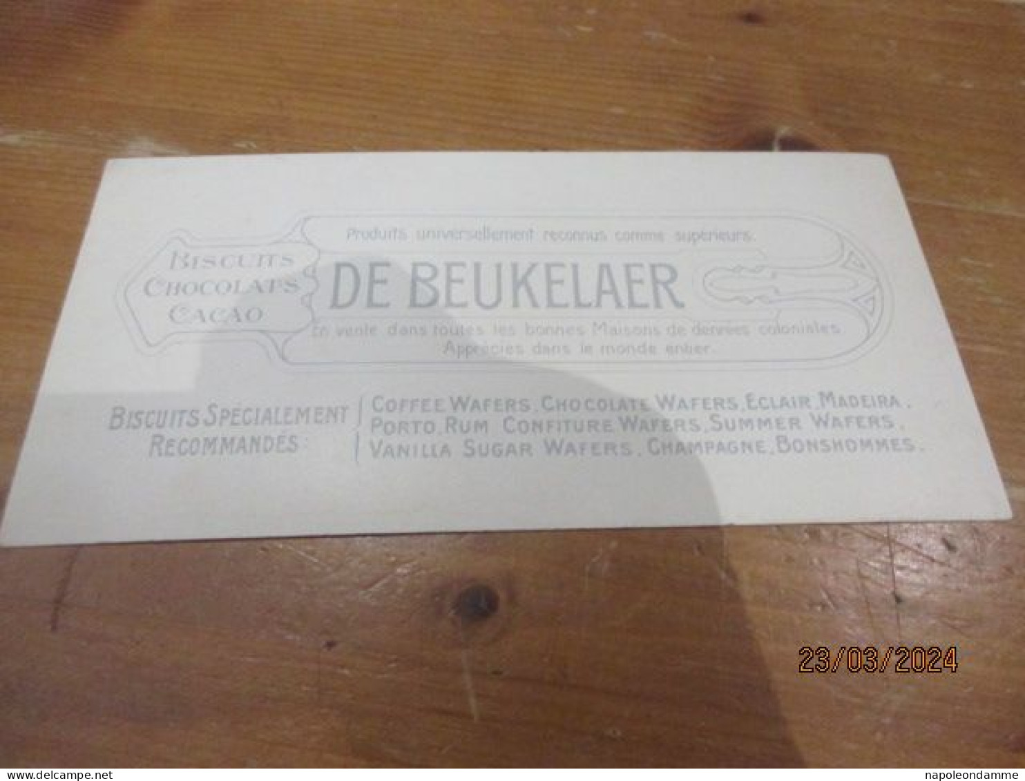 Menu, Biscuits De Beukelaer, 10 Cm X 20 Cmn - Menus