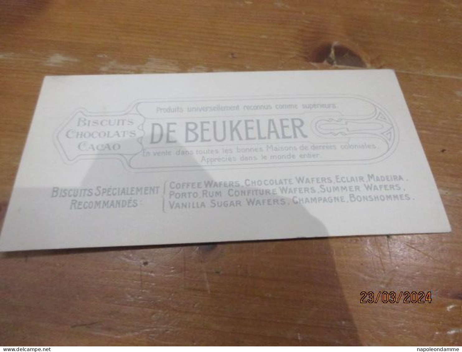 Menu, Biscuits De Beukelaer, 10 Cm X 20 Cmn - Menus