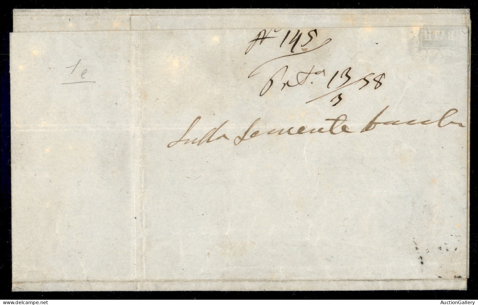 Antichi Stati Italiani - Lombardo Veneto - 5 Cent (1) Isolato Su Lettera Da Verona A Affi Del 9.3.1858 - Em. Diena + S.  - Altri & Non Classificati