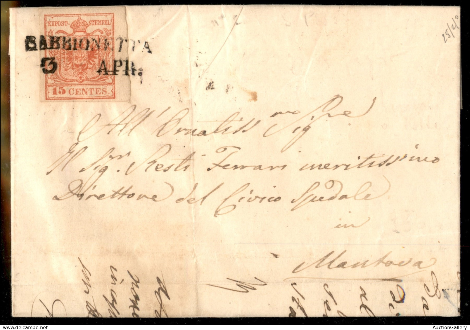 Antichi Stati Italiani - Lombardo Veneto - Tre Belle Lettere - Una Del 1851 Da Milano Per Codogno Con 15 Cent Rosso Firm - Other & Unclassified