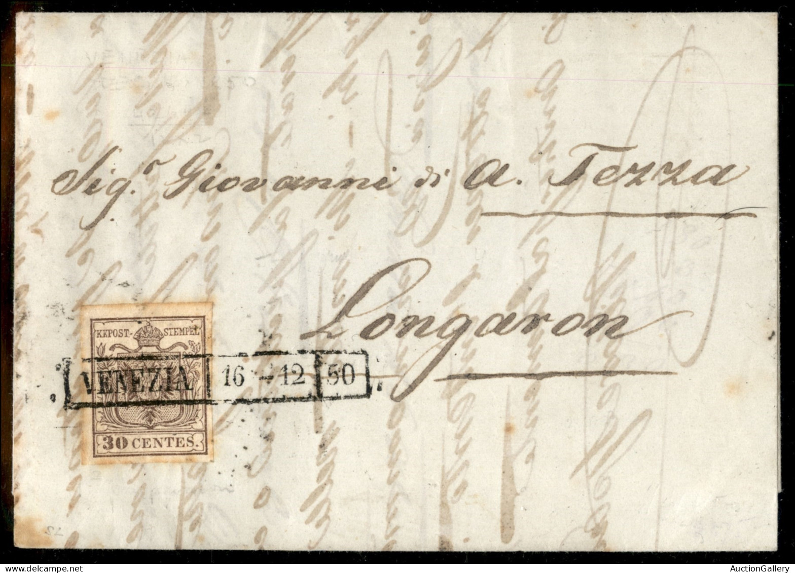 Antichi Stati Italiani - Lombardo Veneto - Lettera Recante 30 Cent (7) - Buoni Margini - Venezia R50 (P.ti 5) - Ex Coll. - Autres & Non Classés