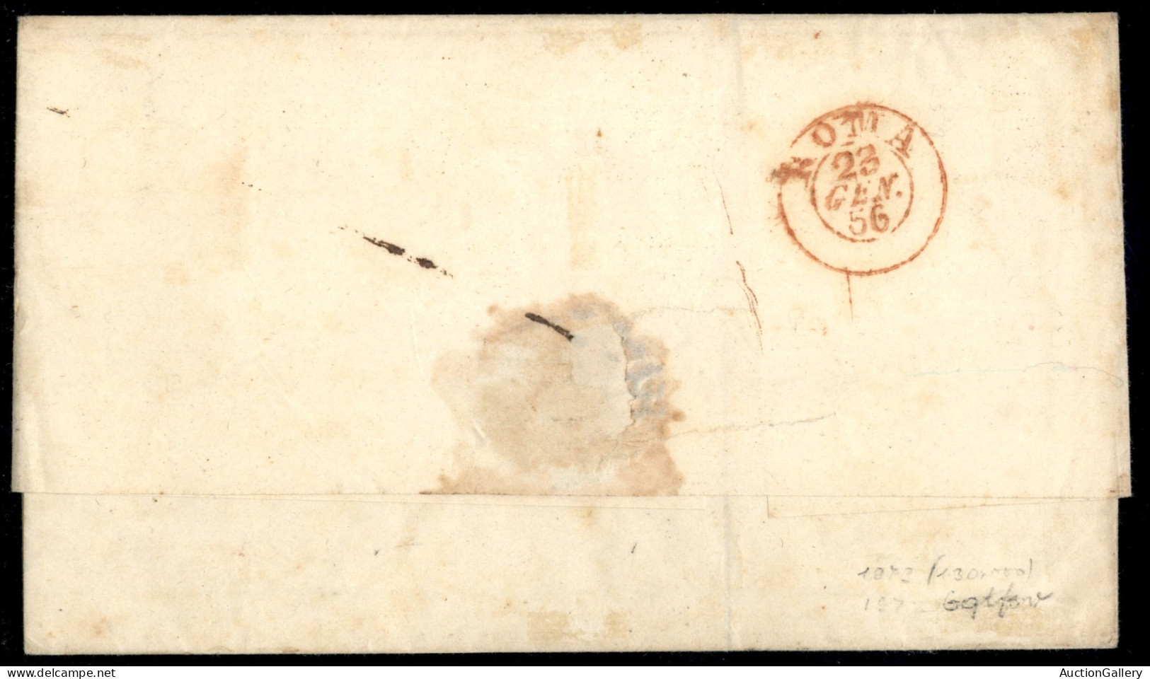 Antichi Stati Italiani - Modena - 40 Cent Azzurro (6) Isolato Su Lettera Da Carrara A Roma Del 19.1.1856 - A. Diena + L. - Other & Unclassified