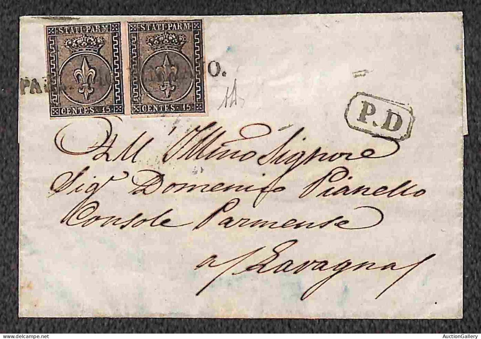 Antichi Stati Italiani - Parma - Due 15 Cent (3) Su Lettera Da Parma A Lavagna Del 16.1.1856 - Margini Regolari - A. Die - Other & Unclassified