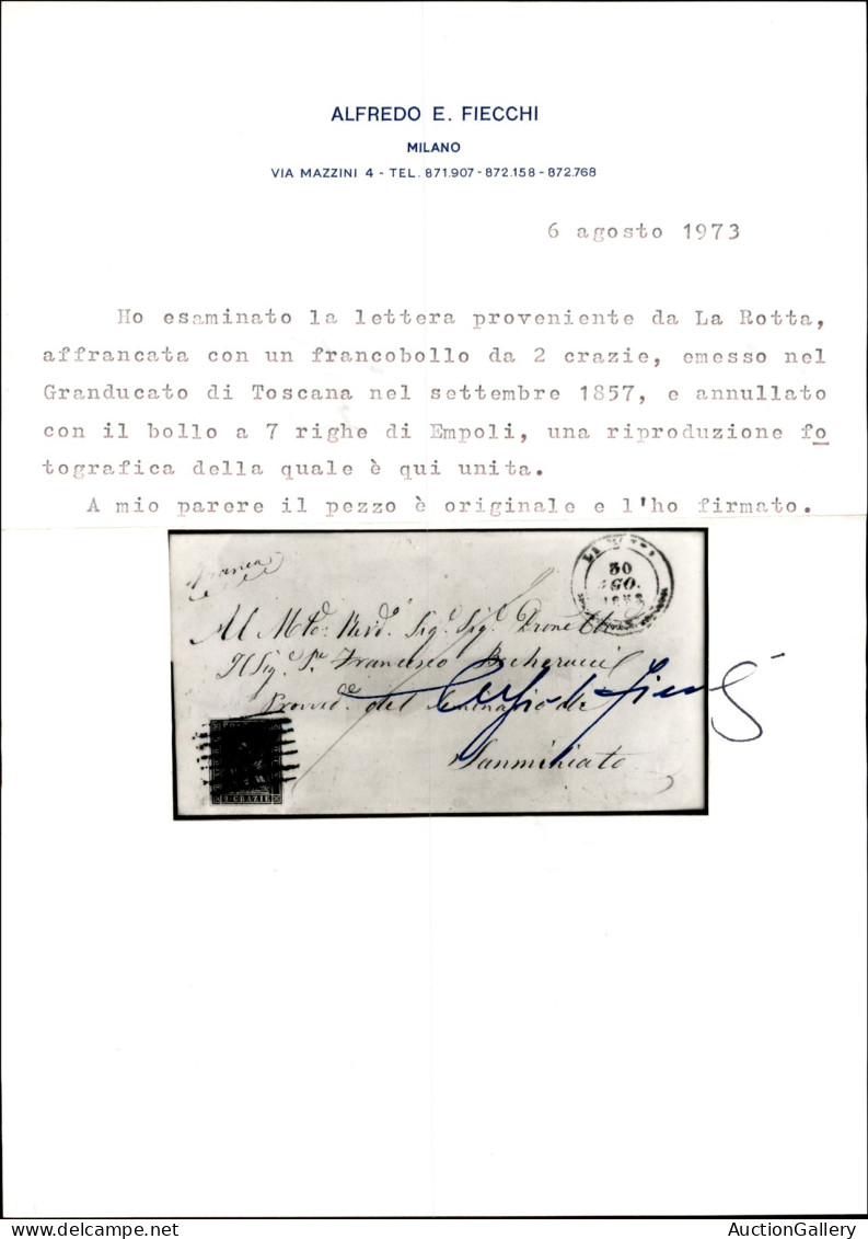 Antichi Stati Italiani - Toscana - Muto A Sbarre Di Empoli Su 2 Crazie (13) - Involucro Di Lettera Da La Rotta A S. Mini - Otros & Sin Clasificación