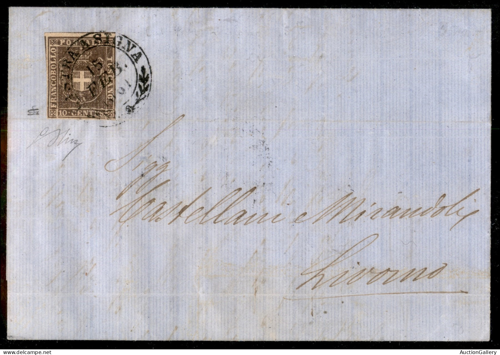 Antichi Stati Italiani - Toscana - Lastra A Signa (P.ti 6) - 10 Cent (19) Su Lettera Per Livorno Del 15.2.1861 - Ben Mar - Autres & Non Classés
