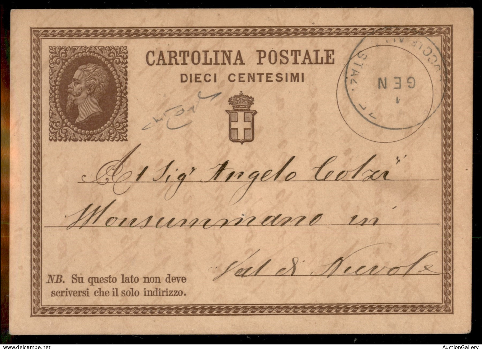 Regno - Vittorio Emanuele II - Primo Giorno - Intero Postale 10 Cent (C1) Annullato Nel Primo Giorno D'emissione - Firen - Other & Unclassified