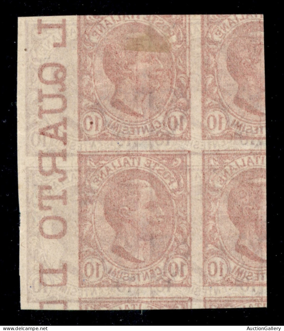 Regno - Vittorio Emanuele III - 1906 - 10 Cent Leoni (82eab Varietà T) - Quartina Non Dentellata Con Doppia Stampa (spos - Other & Unclassified