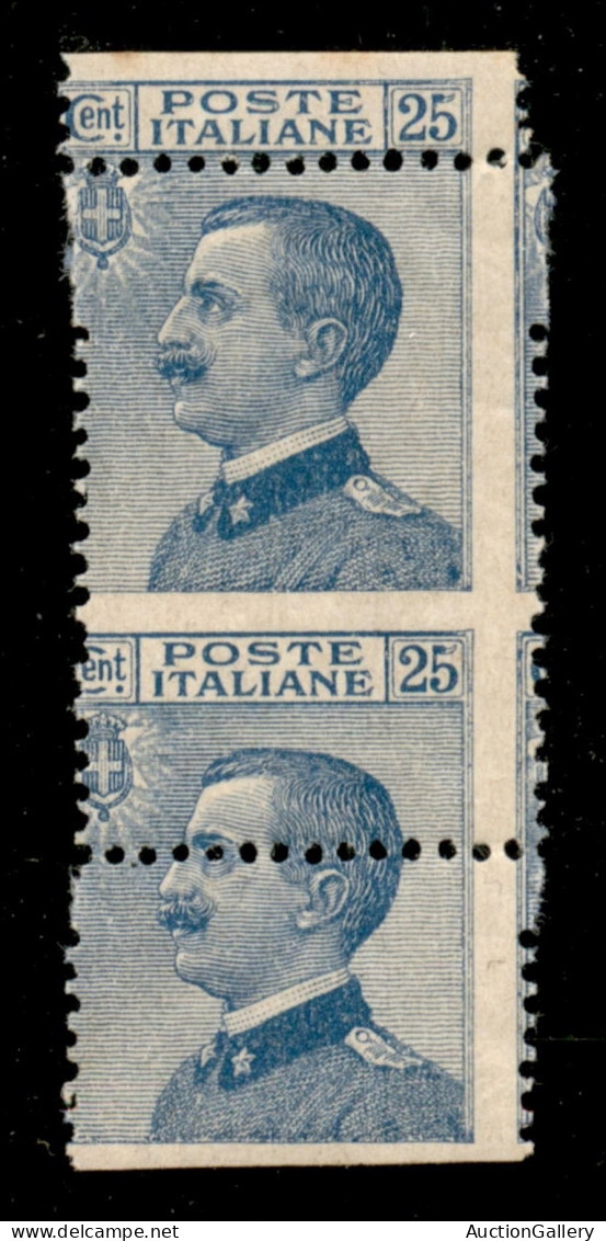 Regno - Vittorio Emanuele III - 1908 - 25 Cent Michetti (83mea Varietà) Con Dentellatura Orizzontale Molto Spostata E Gr - Sonstige & Ohne Zuordnung