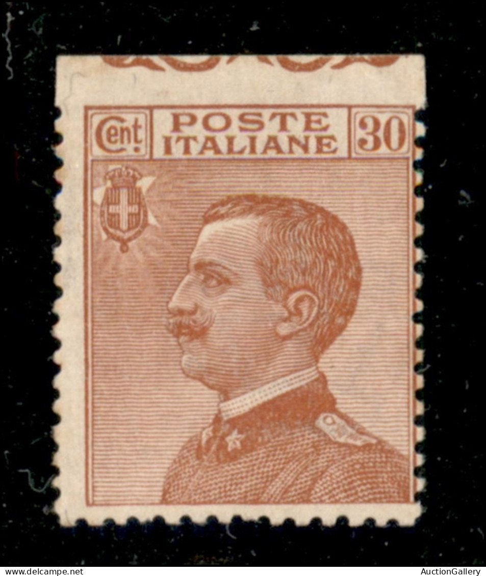 Regno - Vittorio Emanuele III - 1922 - 30 Cent Michetti (127d) Non Dentellato In Alto - Bordo Foglio - Gomma Integra - C - Altri & Non Classificati