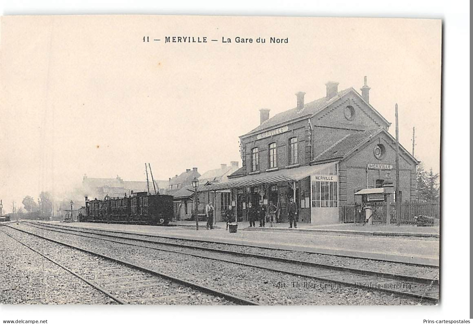 CPA 59 Merville La Gare Et Le Train Tramway - Merville