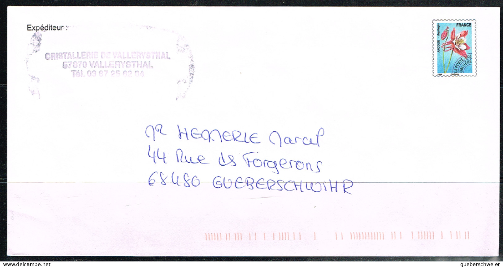 L-DIV 96 - FRANCE Entier Postal Ancolie De Cristallerie Vallerysthal - Prêts-à-poster:Stamped On Demand & Semi-official Overprinting (1995-...)