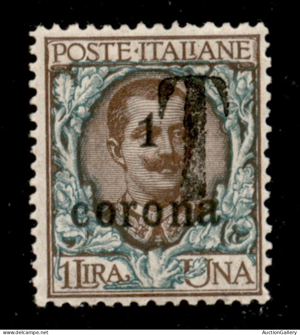 Occupazioni I Guerra Mondiale - Trentino-Alto Adige - 1919 - Merano - 1 Corona Su 1 Lira (Bolzano 1 - 19A) - Gomma Integ - Sonstige & Ohne Zuordnung